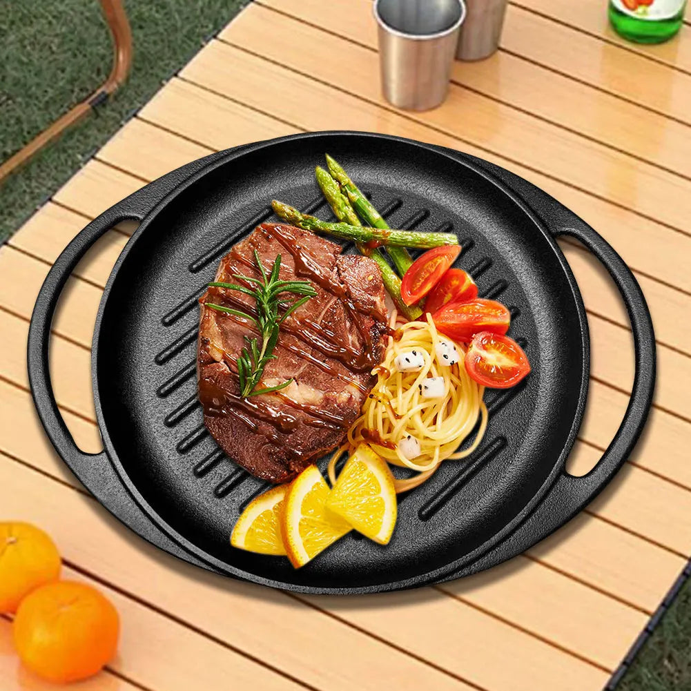 Iron Grill Pan with Dual Handles - 10 Inch