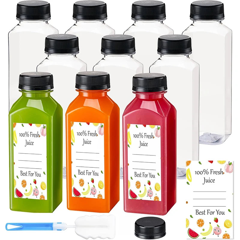 500ml Reusable Plastic Juice Bottles with Tamper-Proof Caps – Clear Drink Containers – Best for Fresh Juice, Smoothies & Picnics – Available in 6 Pieces, 12 Pieces & 18 Pieces