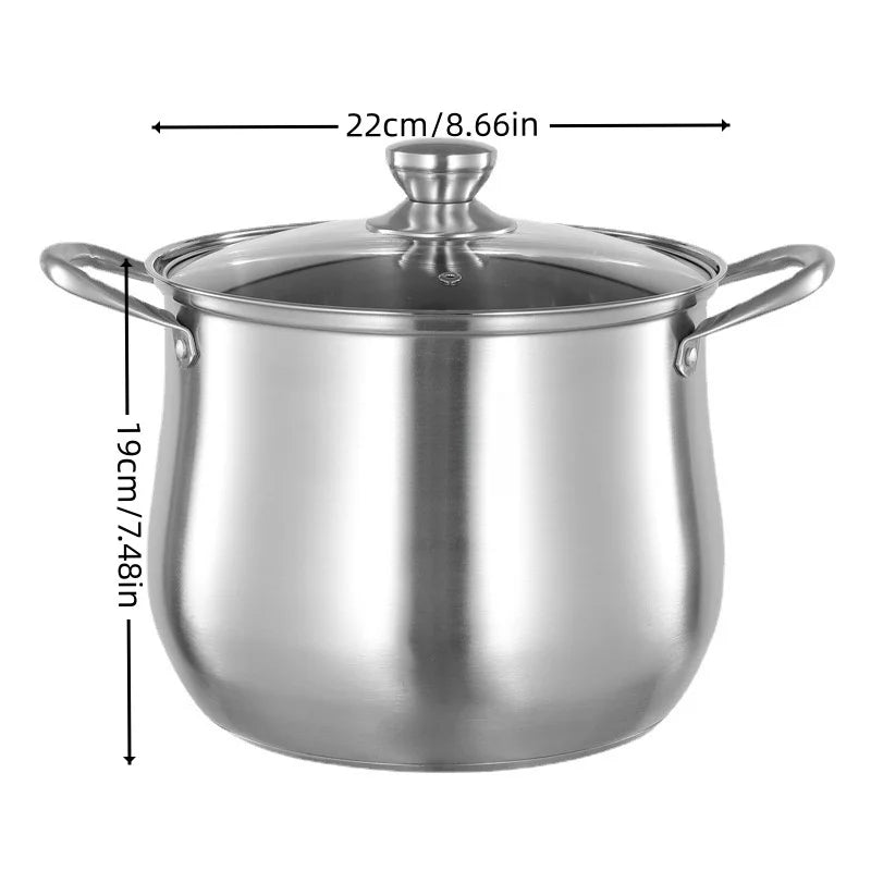 Stainless Steel Stock Pot with Glass Lid – Ideal for Soups, Stews & More
