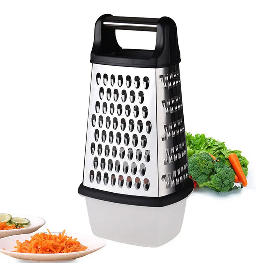 4-Sided Stainless Steel Grater with Storage Box Container-Perfect for Cheese and Vegetable Prep in the Kitchen-Size:23 x 14 x 11.5 cm
