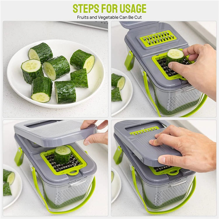 22 in 1 Vegetable Chopper & Dicer with 13 Blades and Container – Onion Chopper & Veggie Mandoline – Best for Potatoes, Tomatoes & Onions