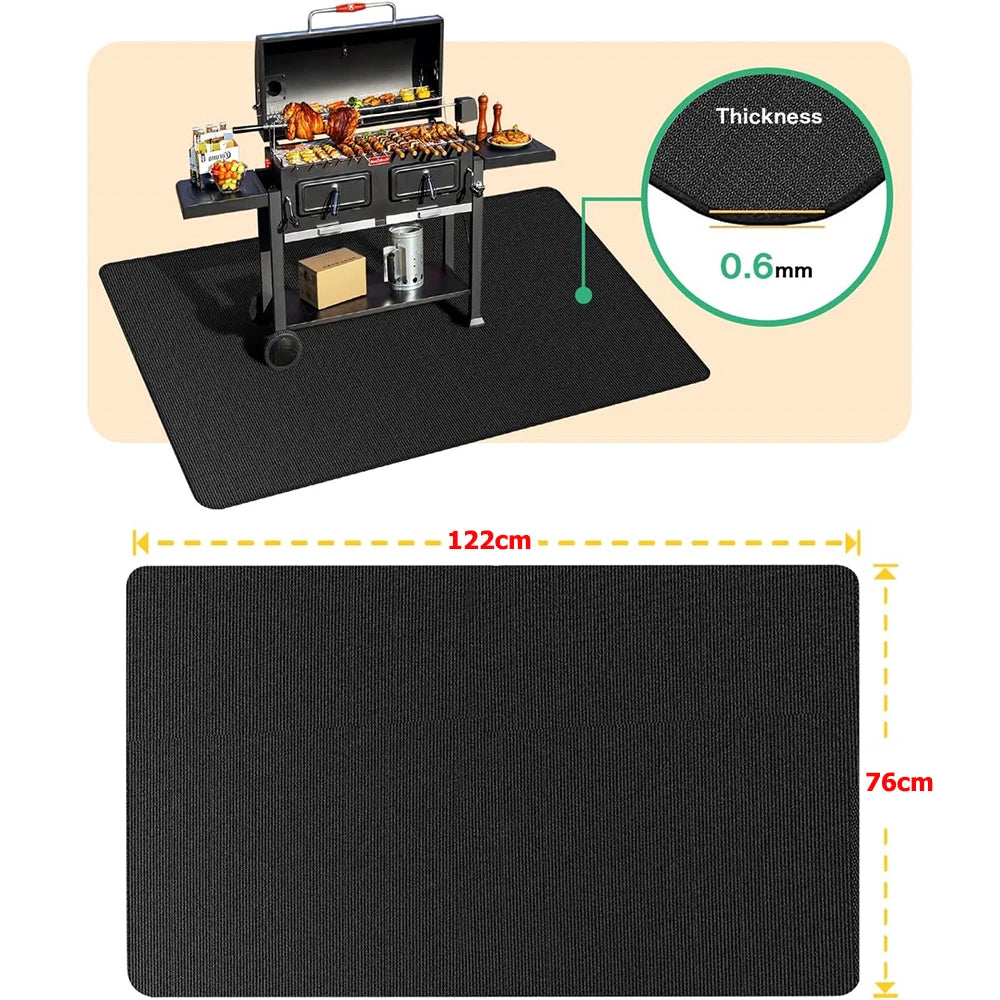 Double-Sided Fireproof Under Grill Mat – Oil & Waterproof BBQ, Fire Pit & Fireplace Protective Mat – Best for Patios, Decks & Lawns – Available in 40x60cm, 122x76cm, 127x97cm & 165x99cm