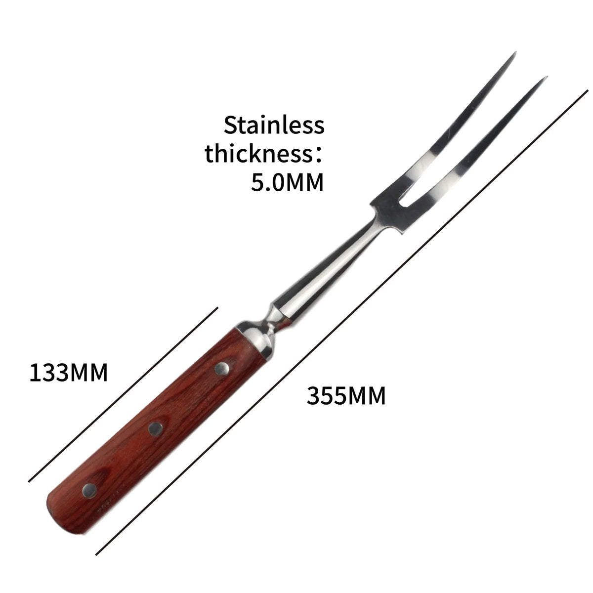 Stainless Steel Meat Carving Fork with Long Handle – Sharp Prong Grill & Serving Fork – Best for Carving Chicken, Turkey & Beef