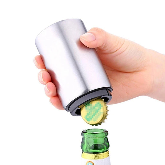 Stainless Steel Automatic Bottle Opener with Magnetic Cap Catcher – Push Down Cap Opener – Perfect for Opening Glass Bottles at Home & Parties Default Title
