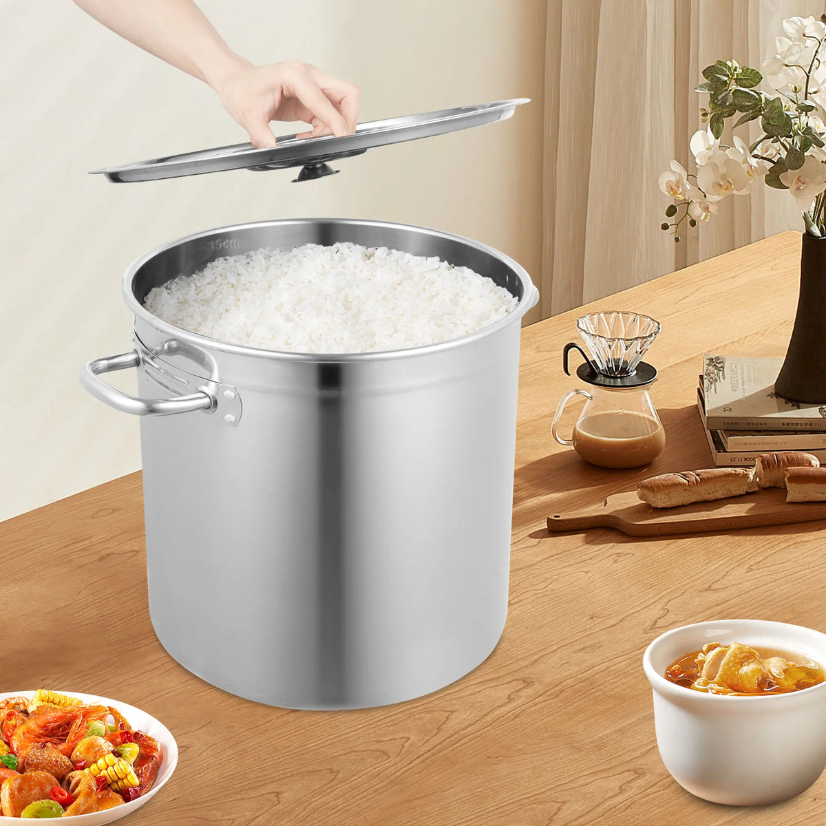 Stainless Steel Milk Can Stockpot with Airtight Lid – 30 Quart Food Warmer & Storage Bucket with Welded Handles – Great for Restaurants, Hotels & Home Kitchens