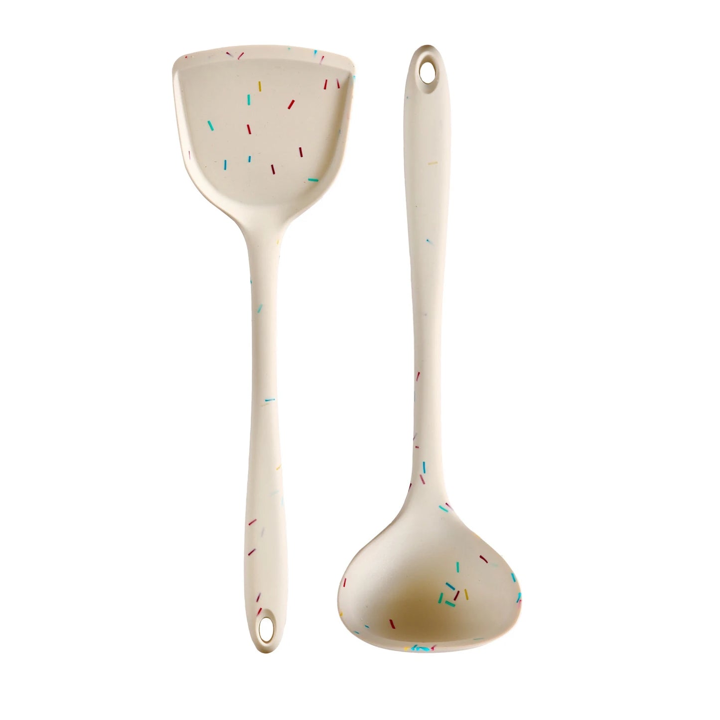 7-Piece Silicone Cooking Utensil Set – Food-Grade Silicone, Long Handle Soup Ladle, Skimmer, Stir Fry Spatula, Slotted Spatula, Spaghetti Server, Rice Spoon, Spoon Spatula, High Temperature Resistant, Great for Cooking and Baking
