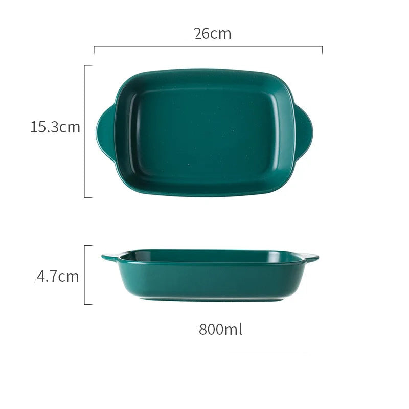 Ceramic Baking Dish — Oven-Safe Au Gratin Dish B-B- Large — Black