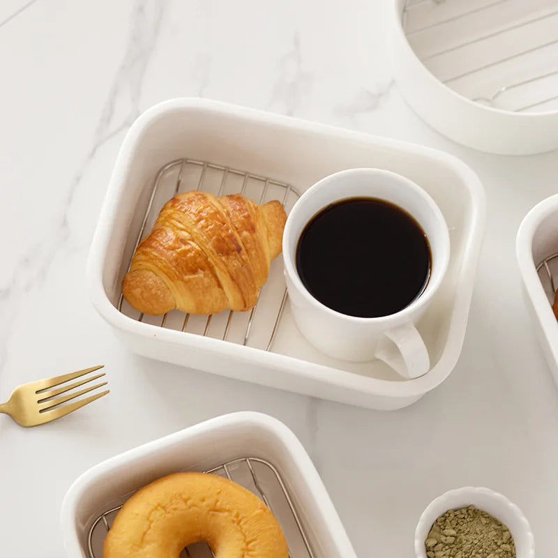 Ceramic Baking Dish with Removable Stainless Steel Rack