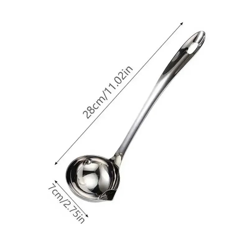 Oil Strainer Spoon – 201 Stainless Steel Fat Skimming Ladle for Clear Soups & Gravy – Best for Stocks, Hot Pot & Yoghurt (28cm)