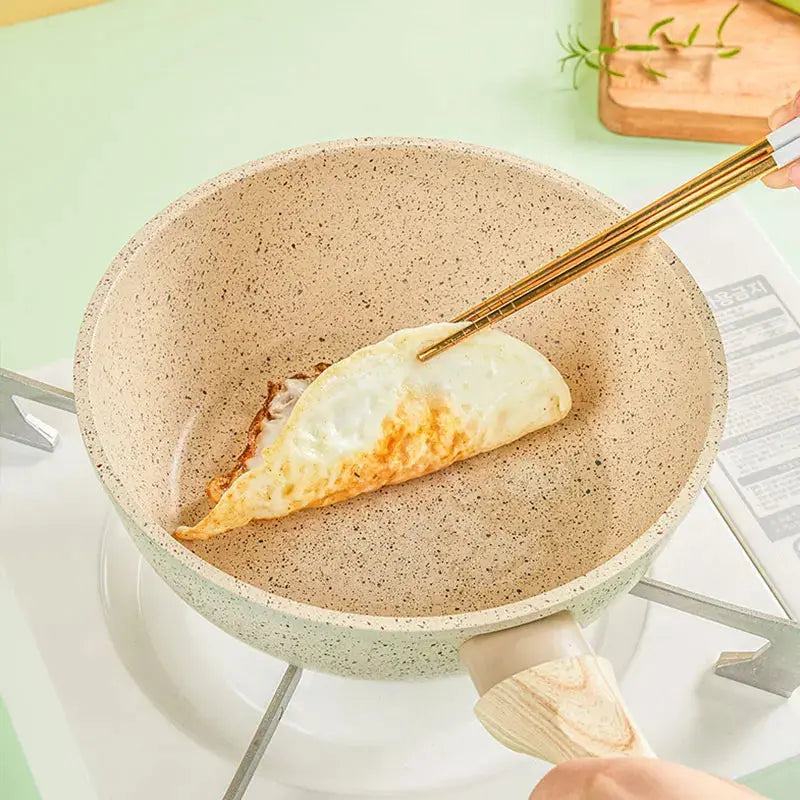 Non-Stick Deep Pan with Ergonomic anti-slip Handle – Maifan Stone Ceramic Thick-Bottom Skillet /Pan Ideal for Eggs, Pancakes, Omelettes, Sautéing, Sauces, Searing, Stir-Fry &One-Pan Meals