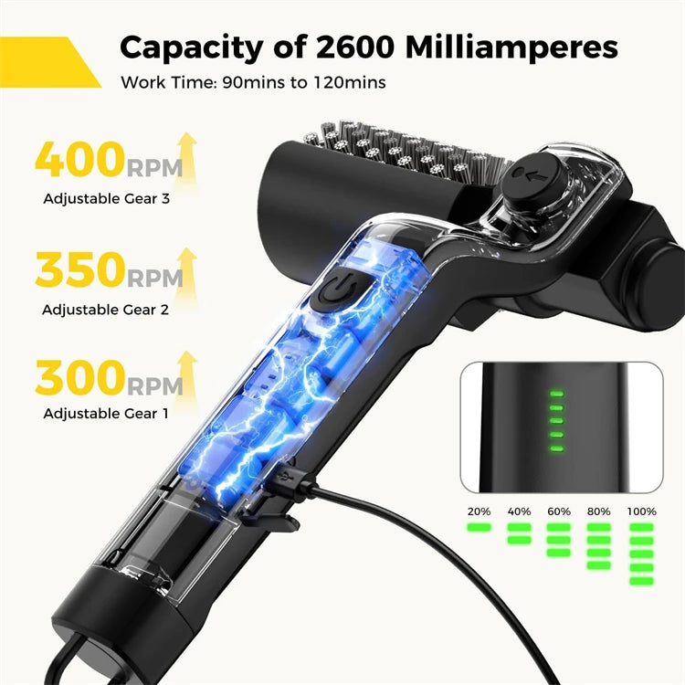 Rechargeable Electric Grill Brush with Adjustable Angle – Stainless Steel BBQ Cleaning Brush – Ideal for Cleaning Grill Grates & Barbecues
