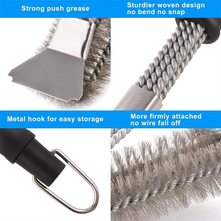 Stainless Steel Grill Brush and Scraper with Long Handle