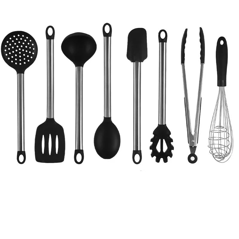 9-Piece Silicone Kitchen Utensils Set with Kitchen Utensils Storage Holder – Non-Scratch, Heat Resistant &amp; Dishwasher Safe