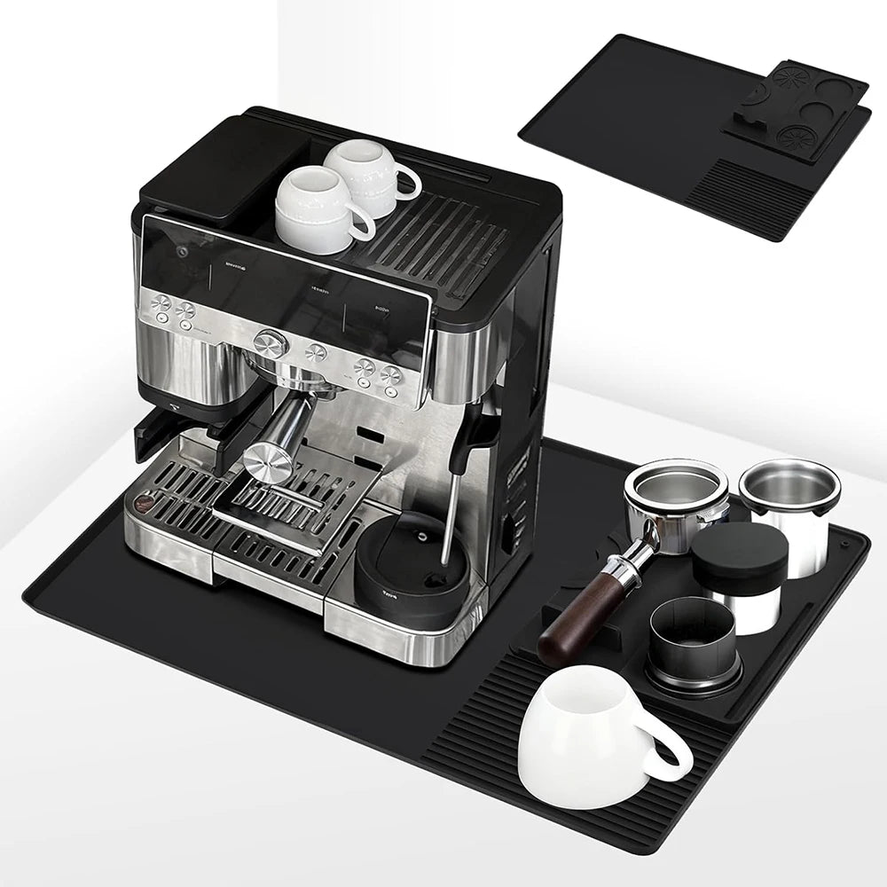 Silicone Espresso Machine Coffee Mat with Detachable Tamping Mat – Anti-Slip Heat Resistant Coffee Bar Mat – Ideal for Home Coffee Stations