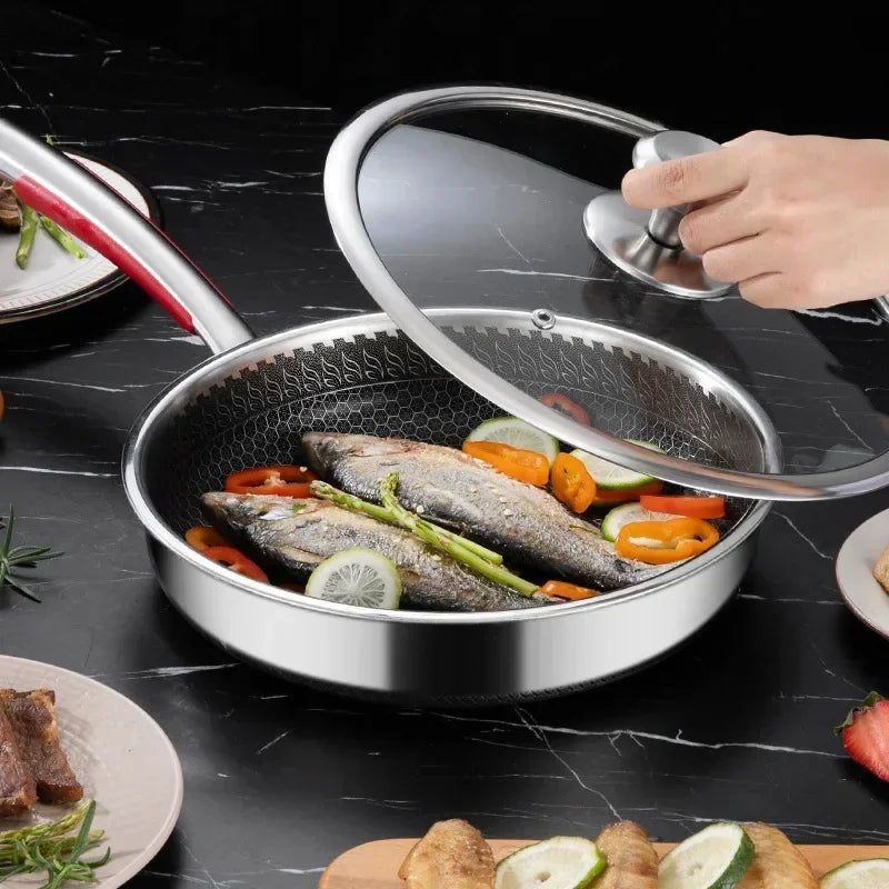 316 Stainless Steel Honeycomb Frying Pan