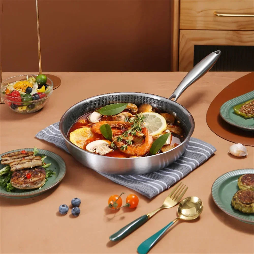 Stainless Steel Honeycomb Frying Pan