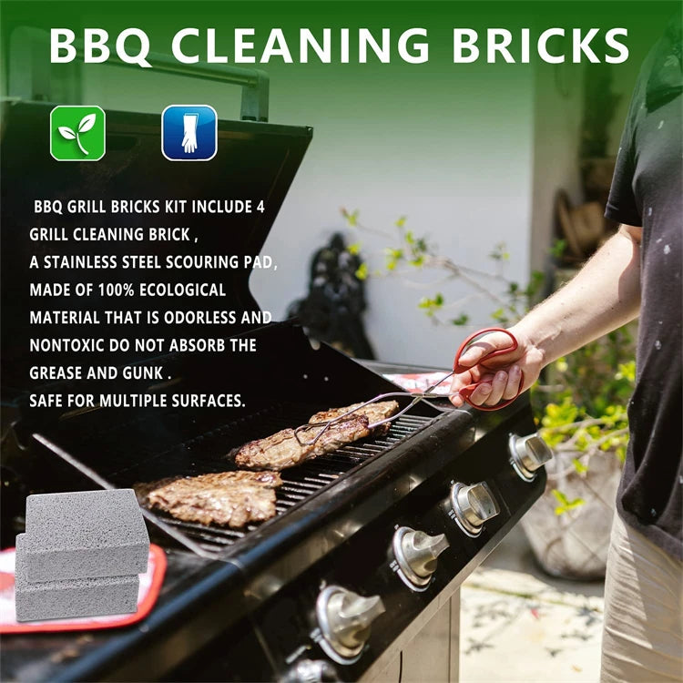 Pumice Grill & Griddle Cleaning Brick – De-Scaling Cleaning Stone Block – Ideal for Removing Grease & Stains from BBQ Grills and Griddles