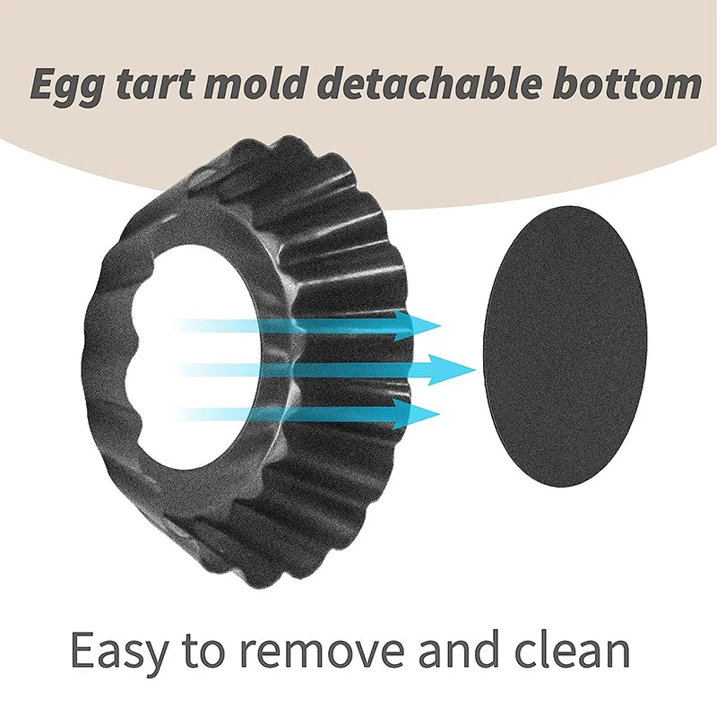 8cm Non-Stick Carbon Steel Mini Tart Pans with Removable Bottoms – Fluted Egg Tart Moulds – Great for Tarts, Quiches & Cupcakes – Available in 4 Pieces, 6 Pieces, 8 Pieces & 10 Pieces