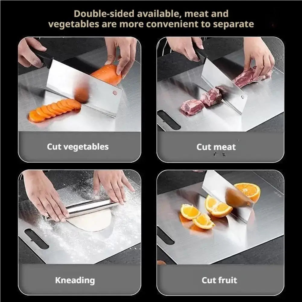 304 Stainless Steel Double-Sided Chopping Board – Thickened Hygienic Cutting Board for Meat, Fruit & Veg – Great for Easy-Clean Prep – Available in 4 Sizes