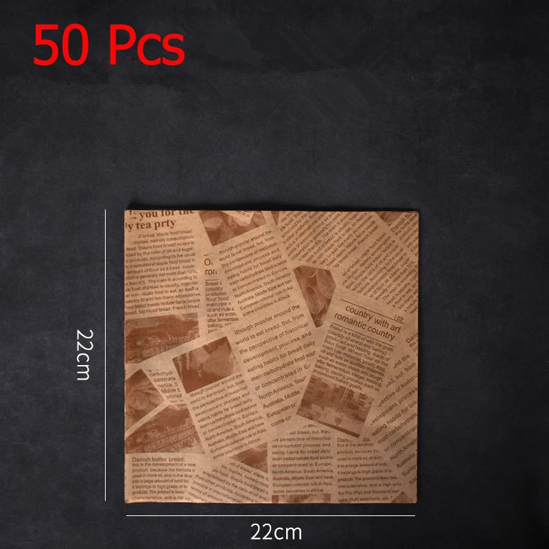 50 Piece Greaseproof Deli Paper Sheets – Non-Stick Sandwich Wrapping & Baking Paper – Perfect for Burgers, Sandwiches, Bread & Pizza – Available in Brown & White