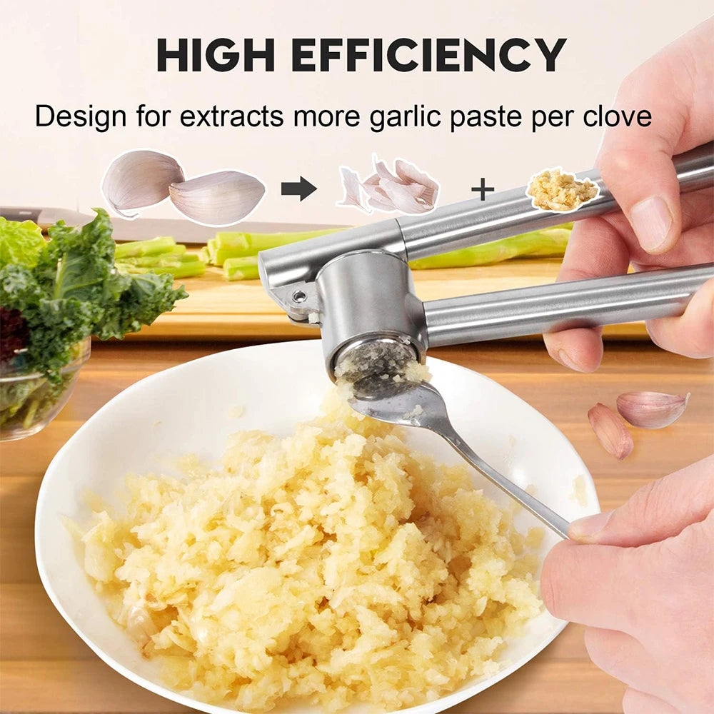 304 Stainless Steel Garlic Press – Heavy Duty Rustproof Garlic Mincer & Crusher – Ideal for Crushing Garlic & Ginger – Available in Small & Large