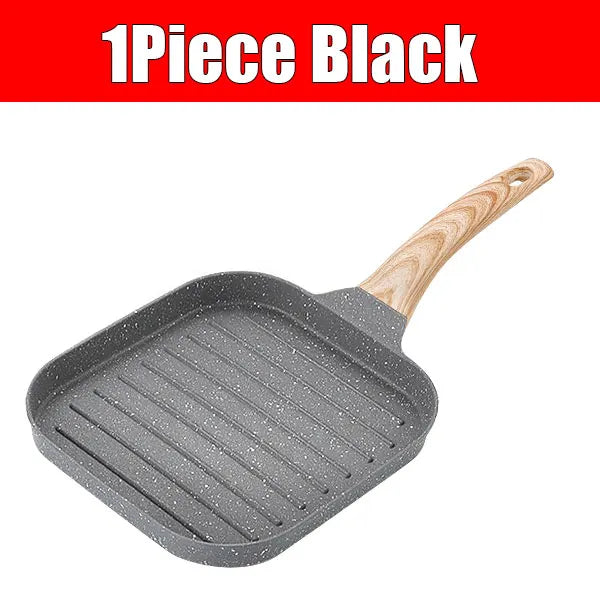 Non-Stick Grill Pan – Skillet for Indoor & Outdoor Grilling – 19cm Square Perfect Griddle for Steak, Meat, and Vegetables – Compatible with All Stovetops – Available in Black or White, and in 1-Piece or 3-Piece Sets (