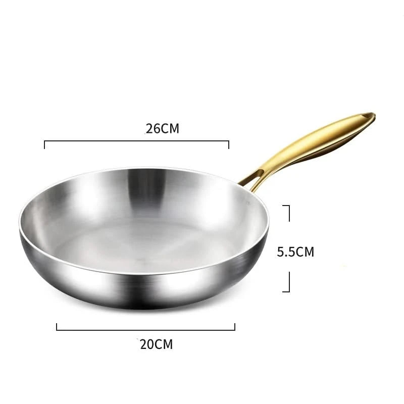 Non-Stick Stainless Steel Skillet – 316 Grade, Ideal for Cooking Steak and Versatile Dishes, Designed for Gas and Induction Stoves