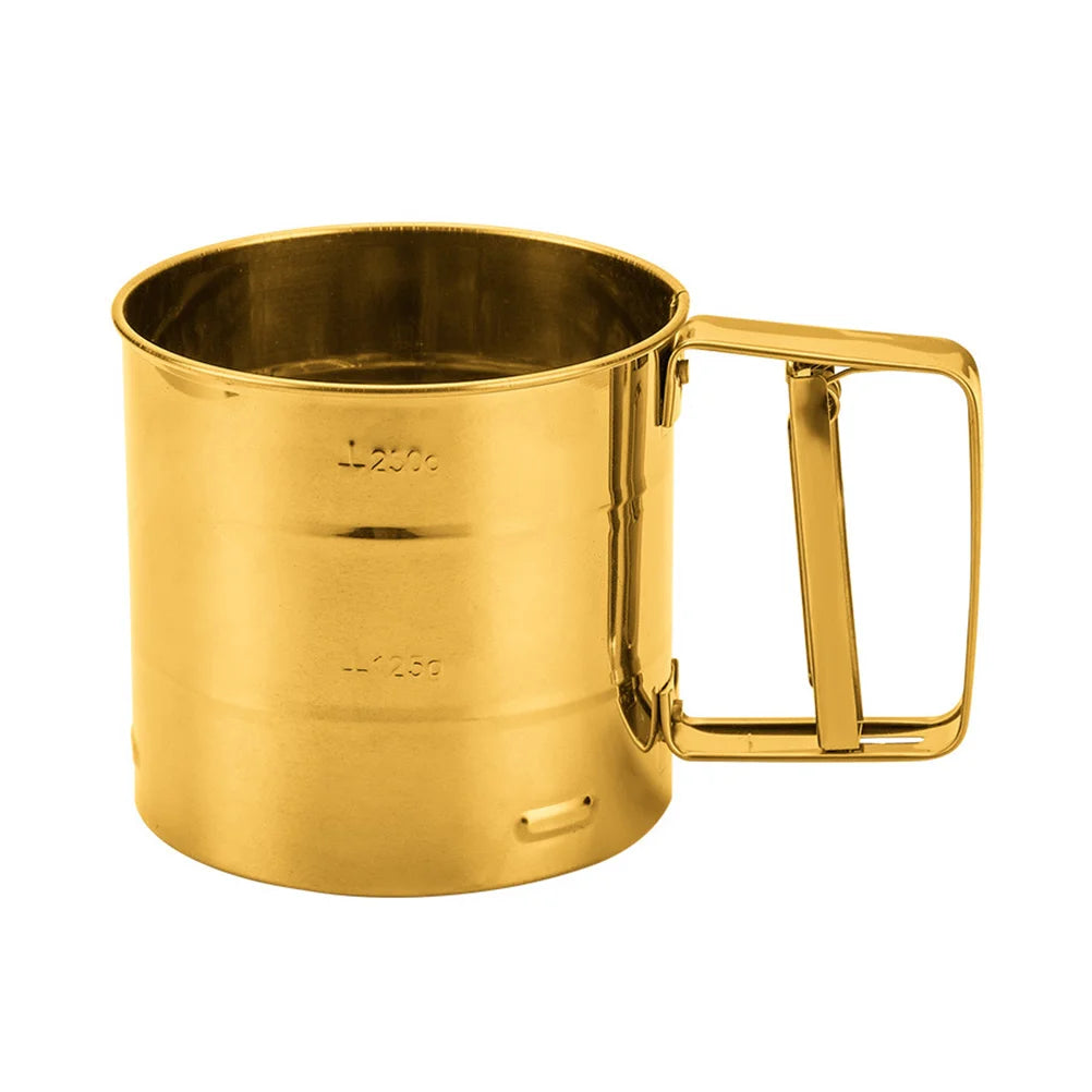 Strainer Stainless Steel Flour Sieve Baking Tool Sifter Metal Multipurpose Golden Cup Golden XXL