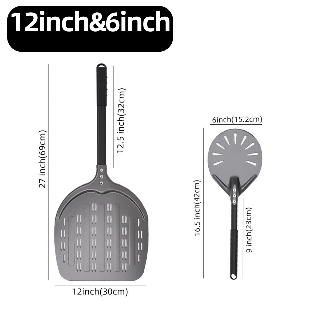 Aluminium Pizza Peel & Turning Paddle 12" & 6" Pizza Peel & Turning Paddle Set — Black v4