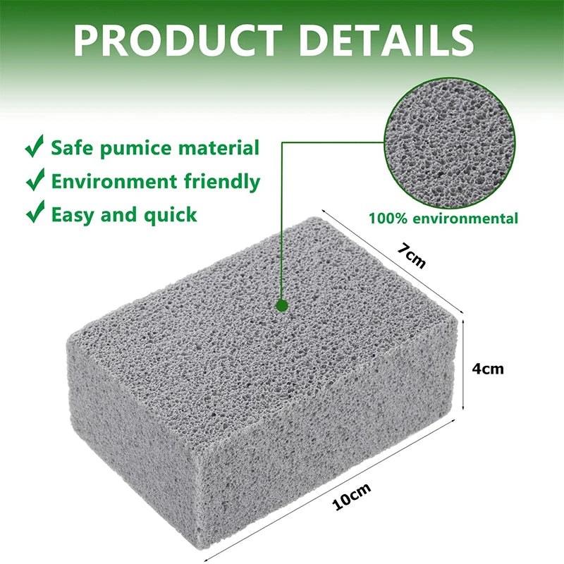 Pumice Grill & Griddle Cleaning Brick – De-Scaling Cleaning Stone Block – Ideal for Removing Grease & Stains from BBQ Grills and Griddles