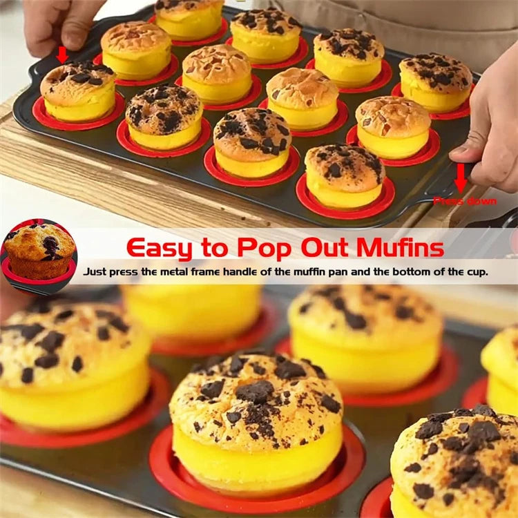 Collapsible Silicone Muffin Pan with Metal Frame