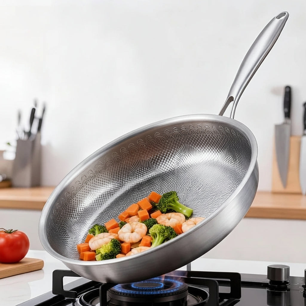 Titanium Frying Pan – Uncoated, PFOA Free, Gas & Induction Compatible