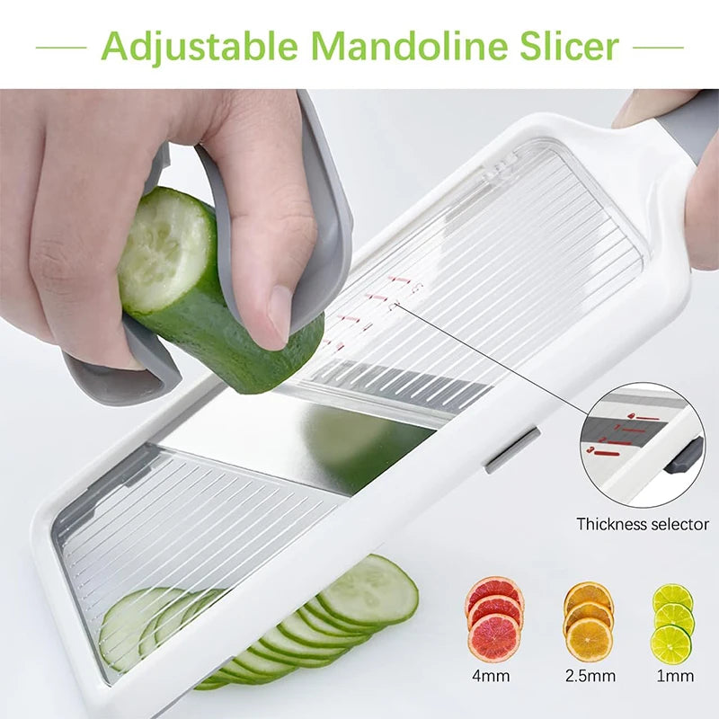 Handheld Mandoline Slicer with Adjustable Stainless Steel Blade