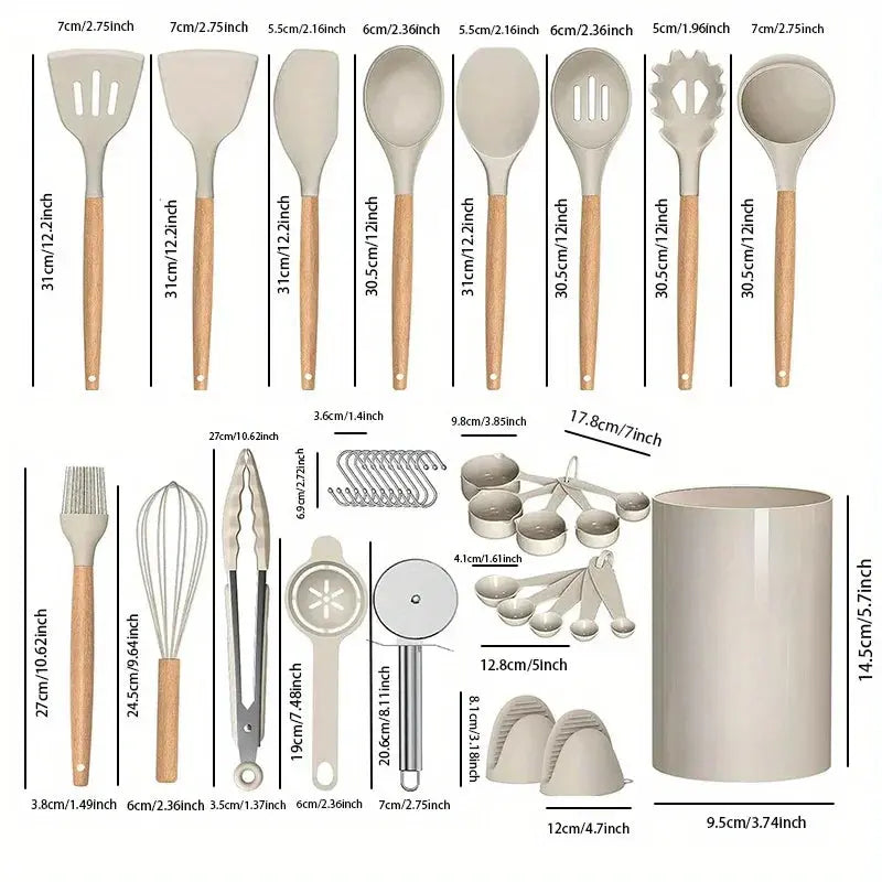 36-Piece Silicone Kitchen Utensils Set with Holder