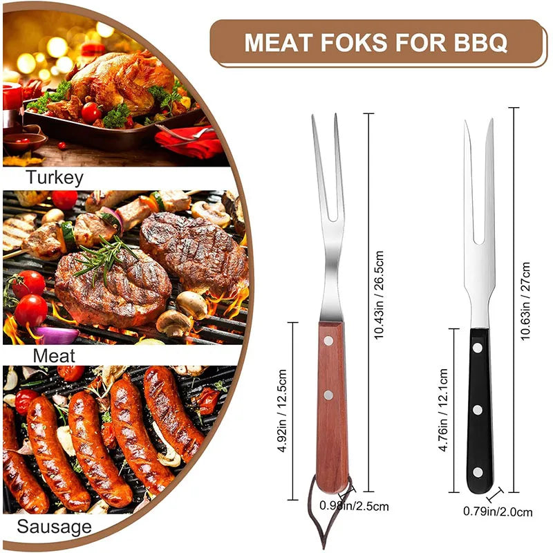 Stainless Steel Meat Forks with Wood Handle