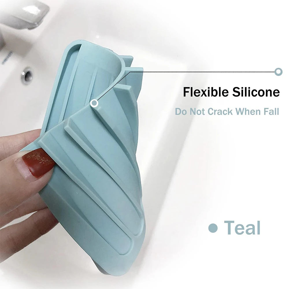 Self Draining Silicone Sponge & Soap Holder – Waterfall Soap Dish Drainer – Ideal for Kitchen Sinks & Bathrooms