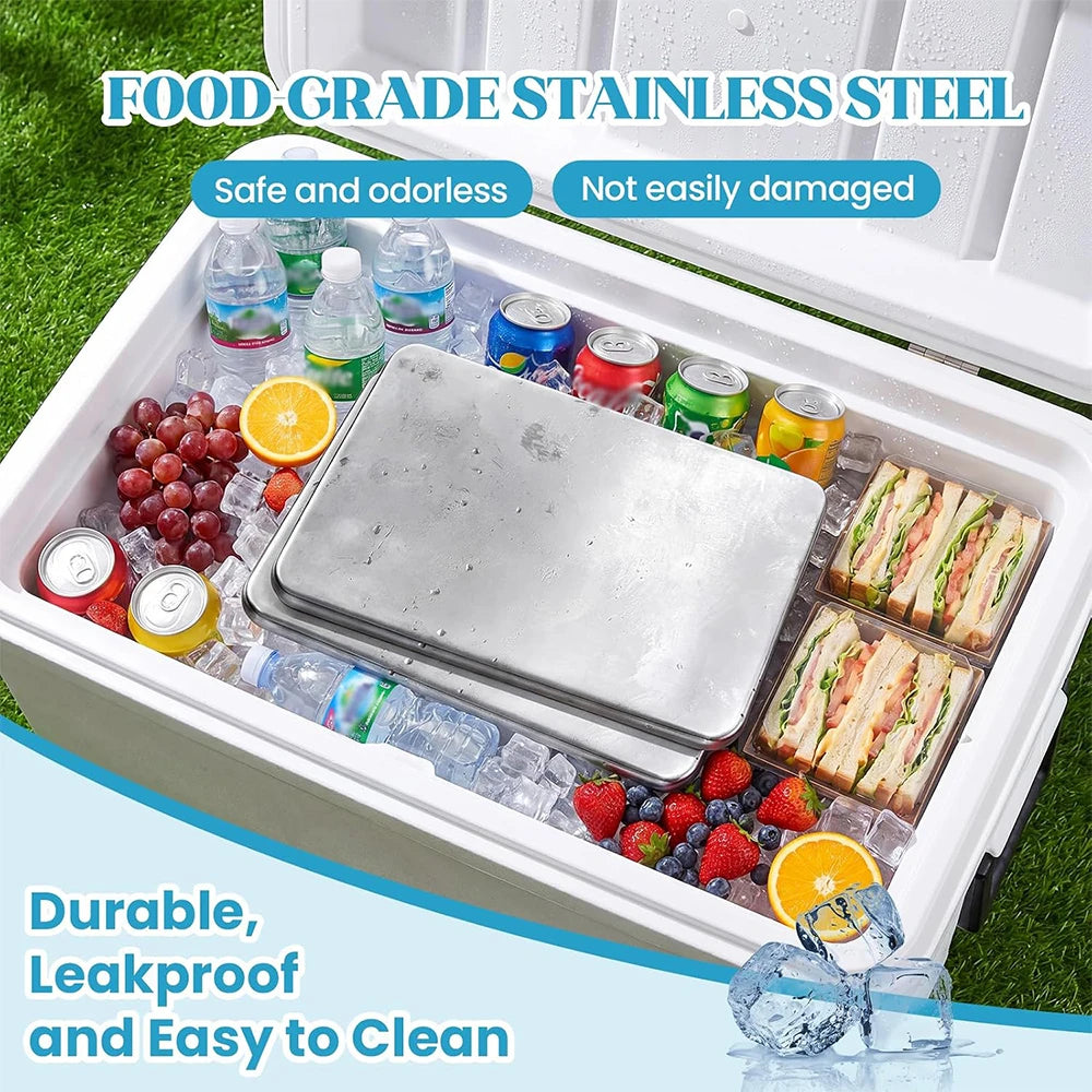Reusable 304 Stainless Steel Ice Packs – Quick Freeze Metal Cooling Plates for Cool Bags & Lunch Boxes – Ideal for Picnics & Camping
