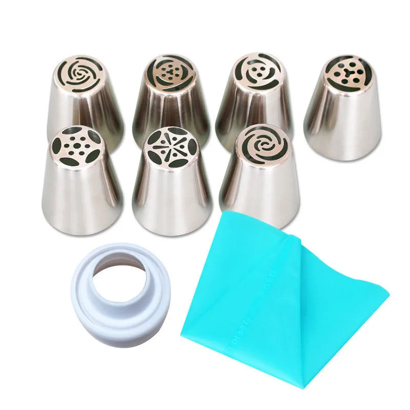 Piping Tips Set with Pastry Bag 9 Pcs