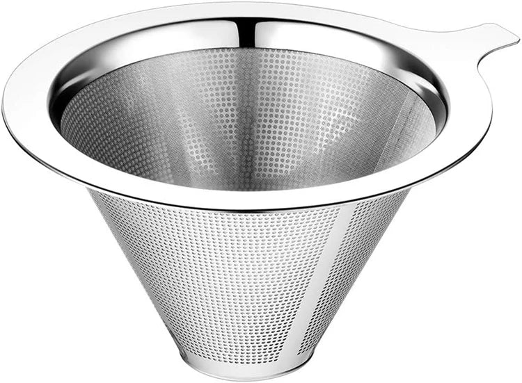 Stainless Steel Reusable Pour Over Coffee Dripper – Paperless Cone Coffee Filter for 1-4 Cups – Great for Fresh Filter Coffee at Home