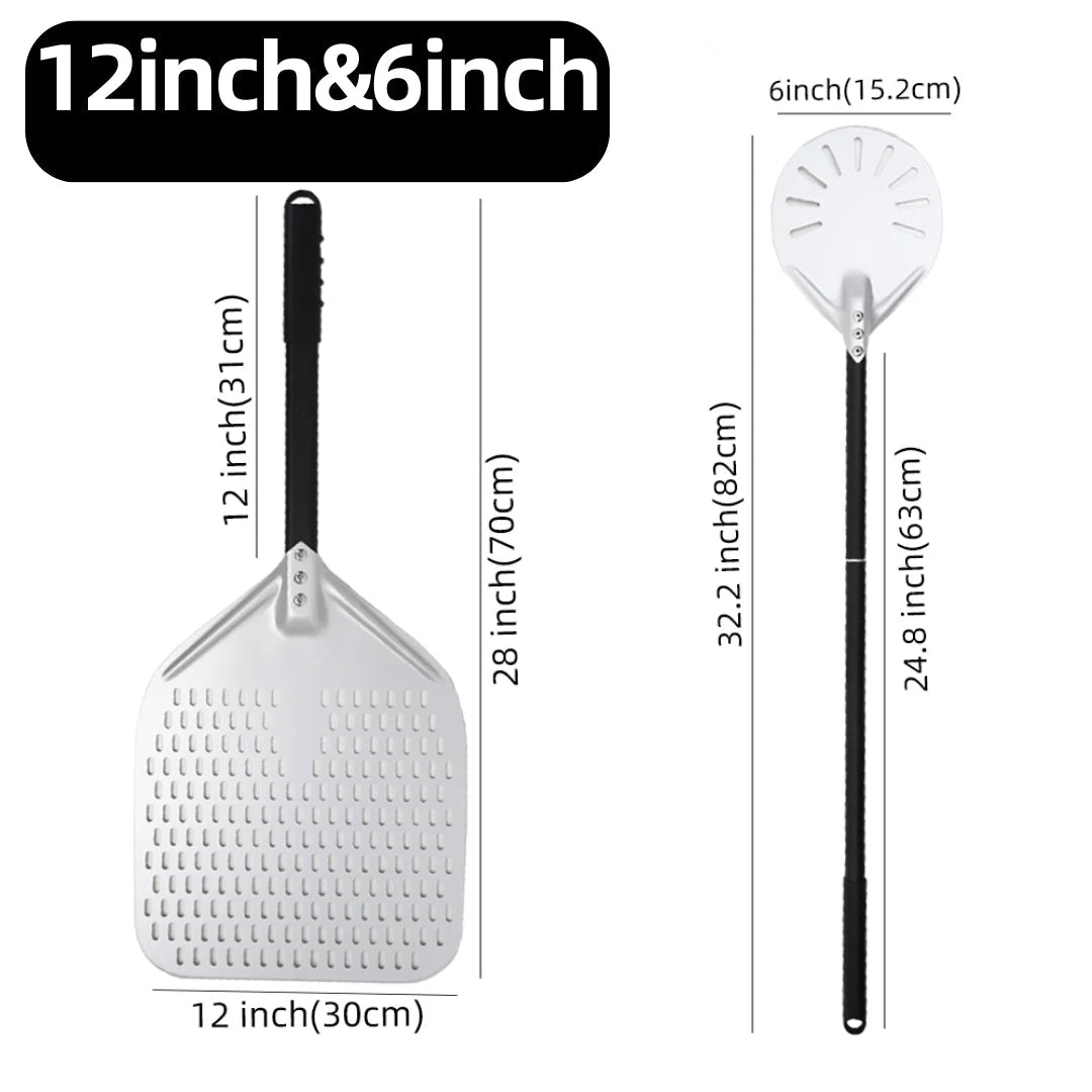 Aluminium Pizza Peel & Turning Paddle 12" & 6" Pizza Peel & Turning Paddle Set — Silver