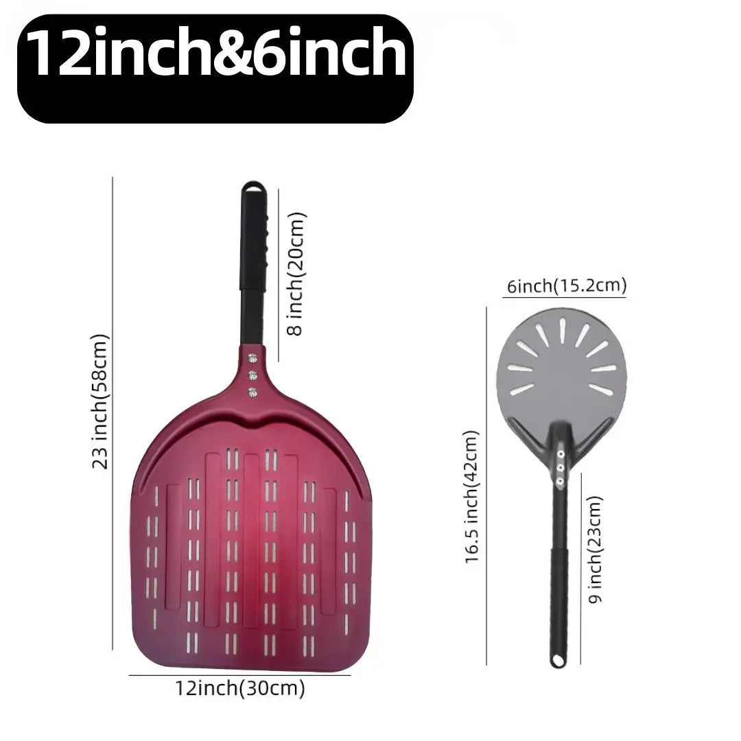 Aluminium Pizza Peel & Turning Paddle 12" & 6" Pizza Peel & Turning Paddle Set — Red v1