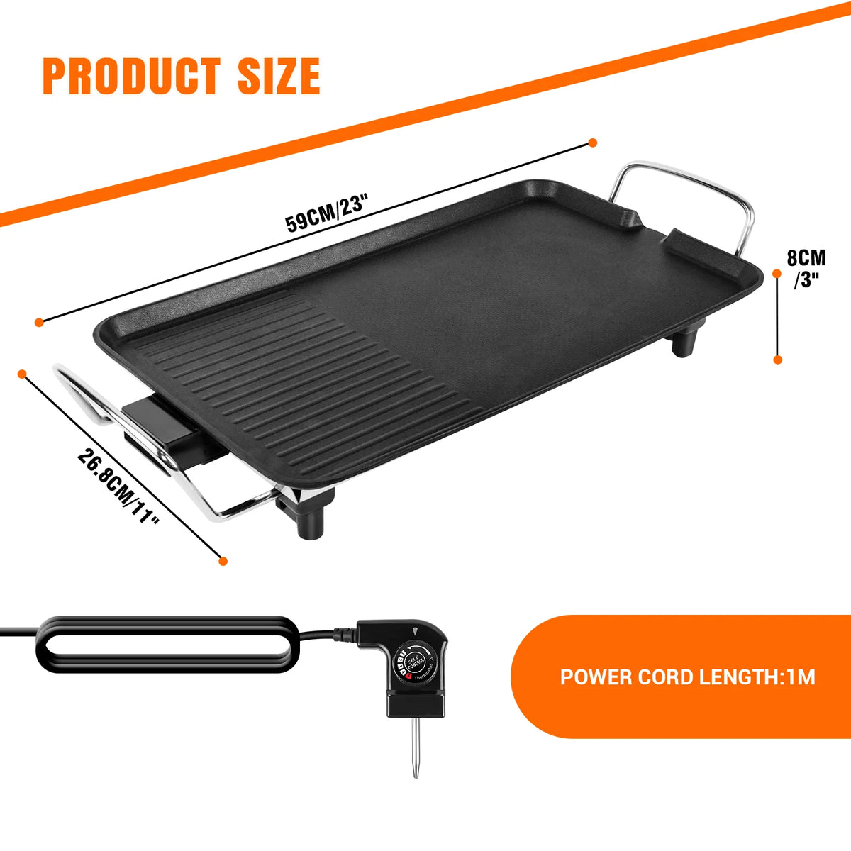 Electric Teppanyaki Grill – 1500W Smokeless Table Top BBQ Griddle with Adjustable Thermostat & Non-Stick Hot Plate – Best for Family Parties & Indoor Grilling – Available in Large & XL