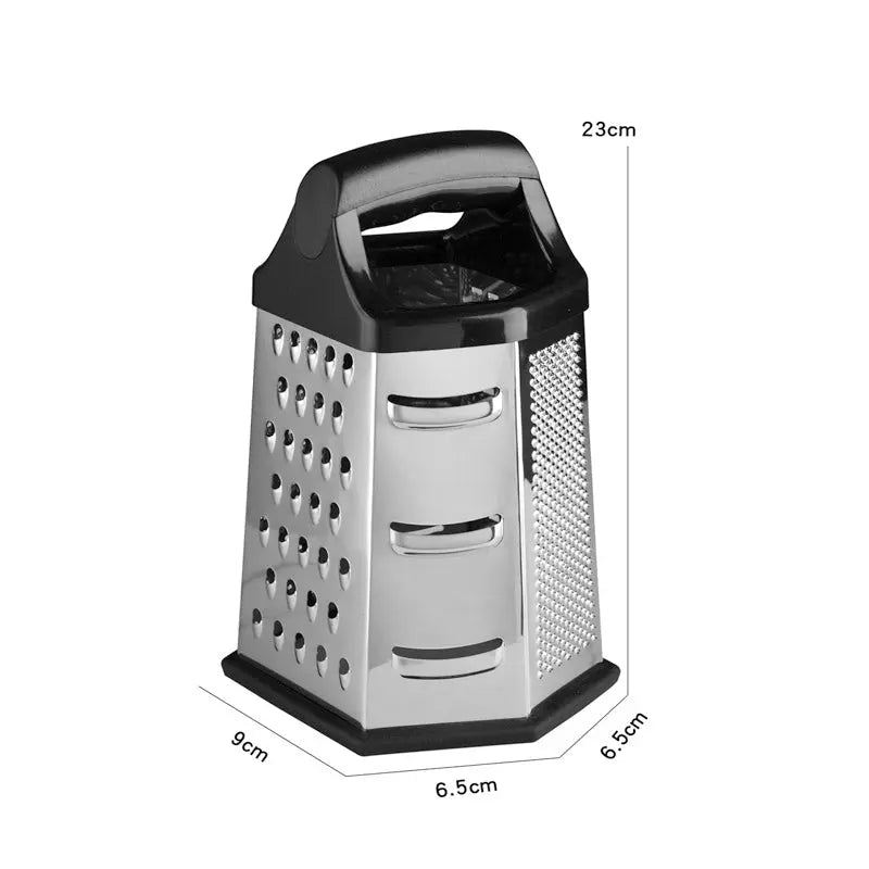 6-in-1 Stainless Steel Box Grater with Ergonomic Comfortable Handle – Multipurpose All-in-One Grater & Zester Designed for Cheese, Vegetables & More – Ideal for Grating, Slicing & Zesting