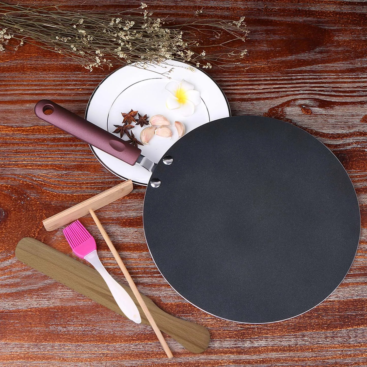 Flat Pan with Spreader, Spatula & Brush