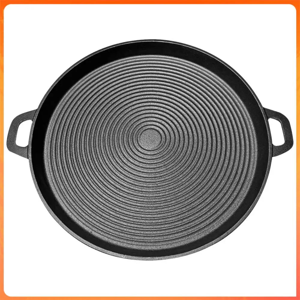 Round 34cm Iron Grill Pan Nonstick Pan With Handles Griddle For Gas Stove Home Outdoor Travel