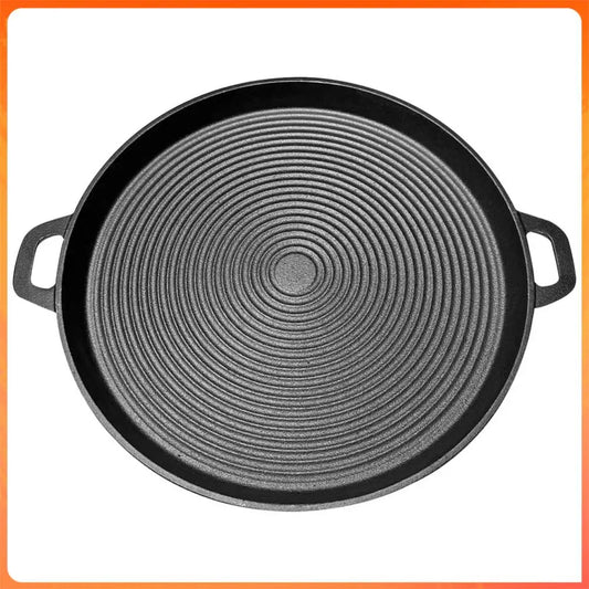 Round 34cm Iron Grill Pan Nonstick Pan With Handles Griddle For Gas Stove Home Outdoor Travel