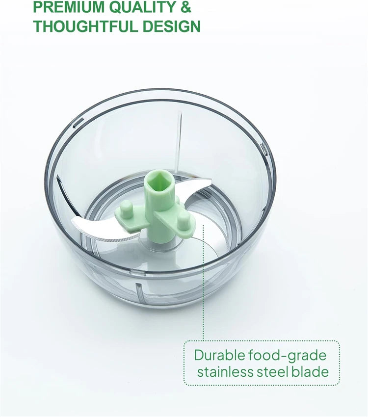 Pull String Food Chopper with Container – Manual Vegetable Chopper & Onion Cutter – Ideal for Garlic, Onions, Herbs & Veggies