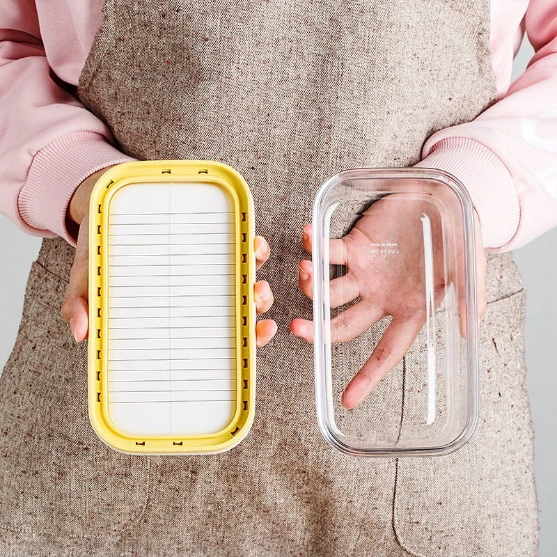 Stainless Steel Butter Dish with Lid & Cutter – Rectangle Butter Keeper & Container – Perfect for Storing & Slicing Butter in the Fridge
