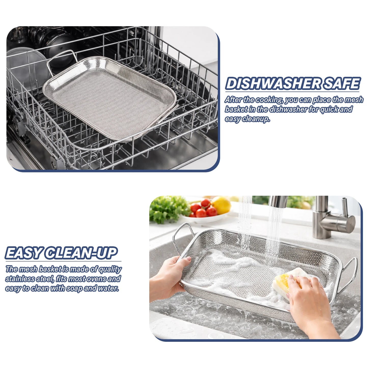 Stainless Steel Perforated BBQ Grill Pan with Micro-Perforated Mesh – Outdoor Roasting & Baking Tray for Steak, Meat, Vegetables & Seafood, Rust-Resistant BBQ Roasting Tray with Even Heat Distribution