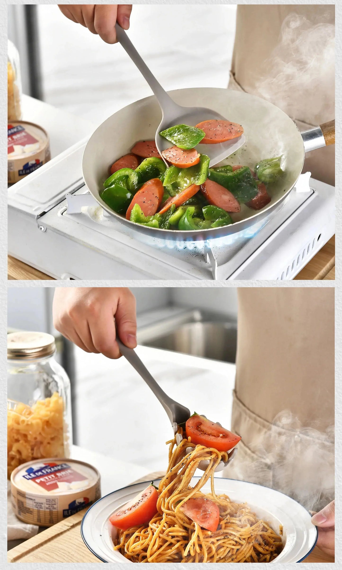 15-Piece Silicone Cooking Utensils Set – Non-Stick, Heat-Resistant Spatulas, Spoons, Turners, Whisk & Brush – Ideal for Daily Cooking – Available in Black, Pink & Khaki C for Chef